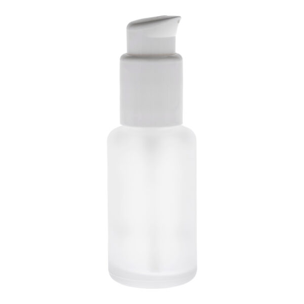 Glasflaske mat hvid med pumpe 50 ml