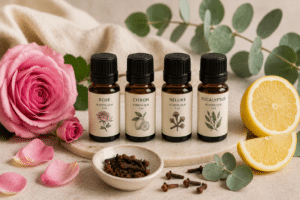 Lugtetræning med rose, citron, nellike og eucalyptus