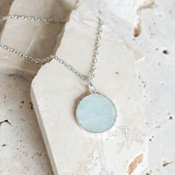 Mana Jocale amazonite sølvhalskæde