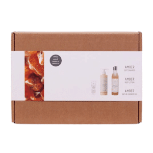 Naturfarm Gaveæske Amber Body Lotion, Shower Gel og Shampoo Værdi 245,-