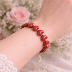 Bazou armbånd med hjerter - mørkerød