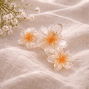 Hårklemme med blomster - orange