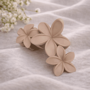 Mimie Blomster Hårklemme - mørk sand